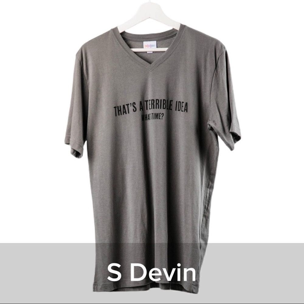 Lularoe Devin Short Sleeve V-neck Unisex Tee - Size Small